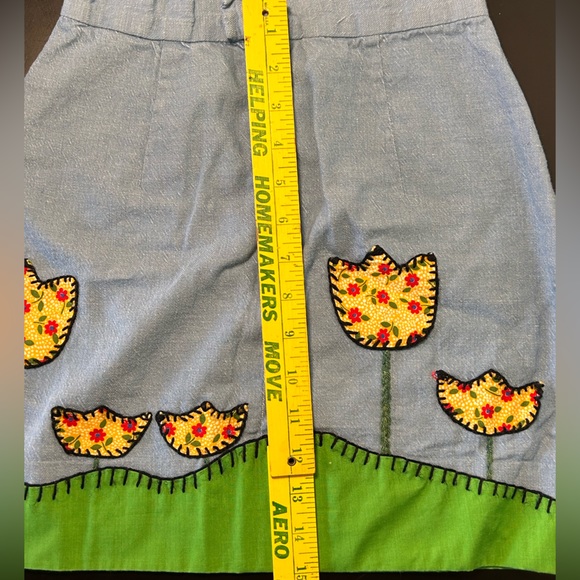 Hand made A-line skirt size 4/5T Crewel embroidered - Picture 3 of 4